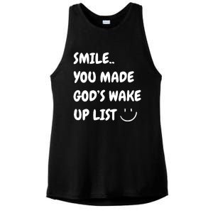 Smile You Made GodS Wake Up List Christian Jesus Apparel Ladies PosiCharge Tri-Blend Wicking Tank