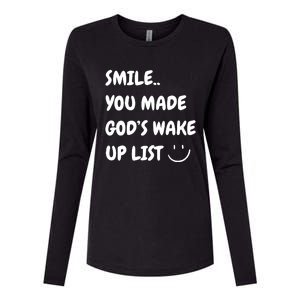 Smile You Made GodS Wake Up List Christian Jesus Apparel Womens Cotton Relaxed Long Sleeve T-Shirt