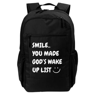 Smile You Made GodS Wake Up List Christian Jesus Apparel Backpack