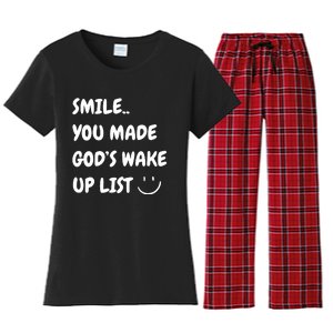 Smile You Made GodS Wake Up List Christian Jesus Apparel Women's Flannel Pajama Set