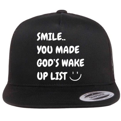 Smile You Made GodS Wake Up List Christian Jesus Apparel Flatbill Hat