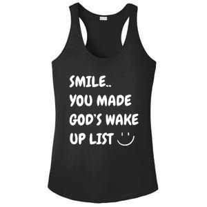 Smile You Made GodS Wake Up List Christian Jesus Apparel Ladies PosiCharge Competitor Racerback Tank