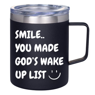 Smile You Made GodS Wake Up List Christian Jesus Apparel 12oz Stainless Steel Coffee Mug
