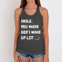 Smile You Made GodS Wake Up List Christian Jesus Apparel Women's Knotted Racerback Tank