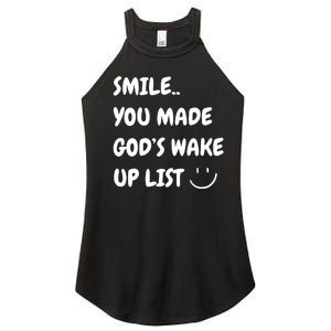 Smile You Made GodS Wake Up List Christian Jesus Apparel Women's Perfect Tri Rocker Tank