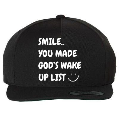 Smile You Made GodS Wake Up List Christian Jesus Apparel Wool Snapback Cap
