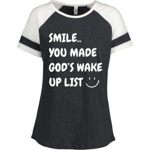 Smile You Made GodS Wake Up List Christian Jesus Apparel Enza Ladies Jersey Colorblock Tee