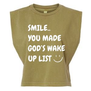 Smile You Made GodS Wake Up List Christian Jesus Apparel Garment-Dyed Women's Muscle Tee