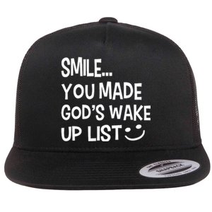 Smile You Made Gods Wake Up List Christian Jesus Flat Bill Trucker Hat