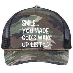 Smile You Made Gods Wake Up List Christian Jesus Retro Rope Trucker Hat Cap