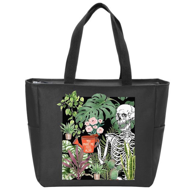 Skeleton You Make Me Feel Alive Funny Plant Zip Tote Bag