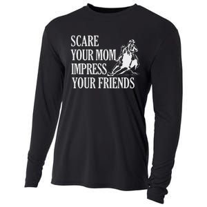 Scare Your Mom Impress Your Friends Funny Barrel Racing Horse Riding Cooling Performance Long Sleeve Crew