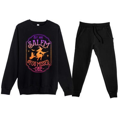 Salem You Missed One Halloween Feminist Witch Trials Gift Premium Crewneck Sweatsuit Set