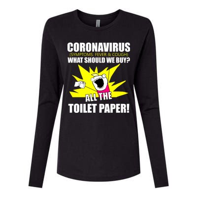 Symptoms Cough Fever Buy All The Toilet Paper Coronapocalypse Womens Cotton Relaxed Long Sleeve T-Shirt