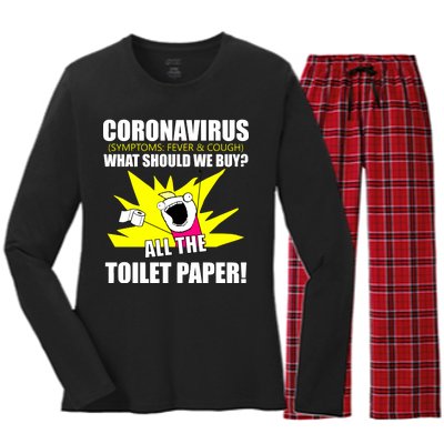 Symptoms Cough Fever Buy All The Toilet Paper Coronapocalypse Women's Long Sleeve Flannel Pajama Set 