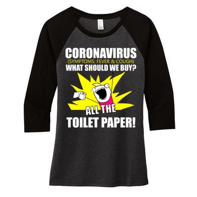 Symptoms Cough Fever Buy All The Toilet Paper Coronapocalypse Women's Tri-Blend 3/4-Sleeve Raglan Shirt