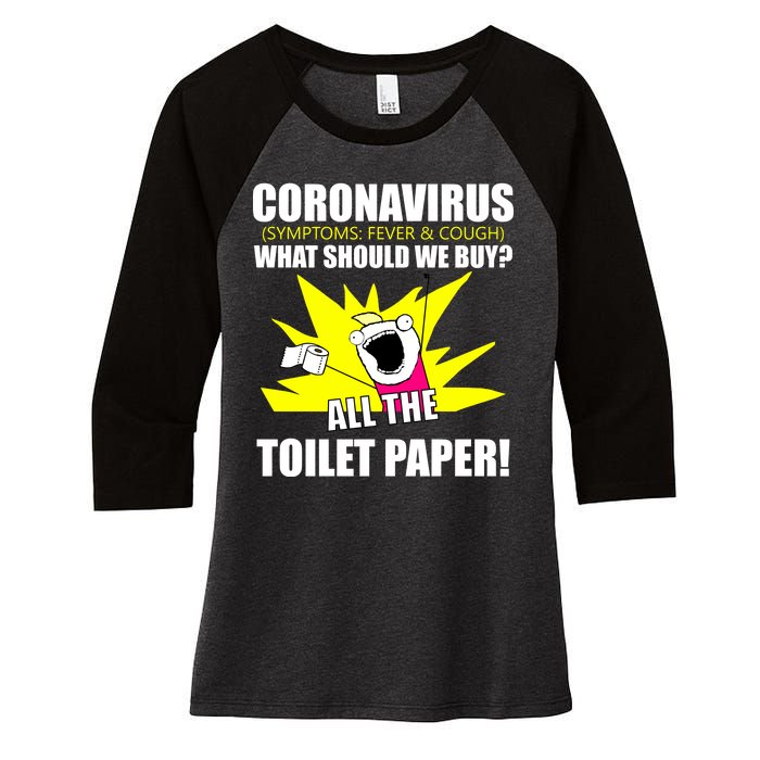 Symptoms Cough Fever Buy All The Toilet Paper Coronapocalypse Women's Tri-Blend 3/4-Sleeve Raglan Shirt