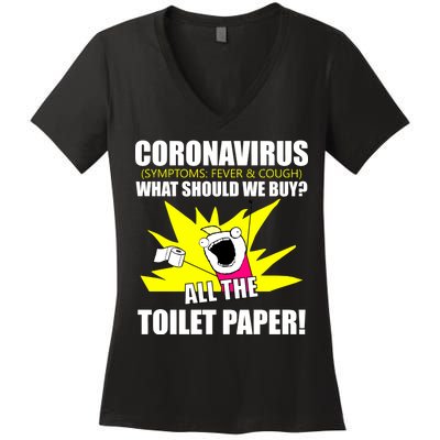 Symptoms Cough Fever Buy All The Toilet Paper Coronapocalypse Women's V-Neck T-Shirt