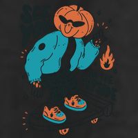 See You On The Flip Side Pumpkin Skateboard Halloween 7 Panel Mesh Trucker Snapback Hat