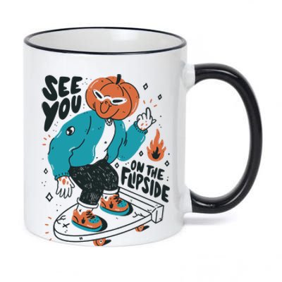 See You On The Flip Side Pumpkin Skateboard Halloween 11oz Black Color Changing Mug