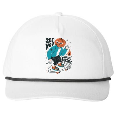 See You On The Flip Side Pumpkin Skateboard Halloween Snapback Five-Panel Rope Hat