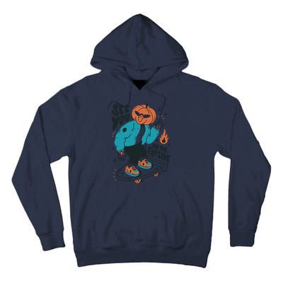 See You On The Flip Side Pumpkin Skateboard Halloween Tall Hoodie