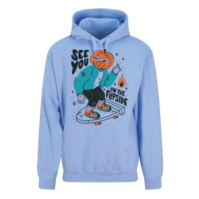 See You On The Flip Side Pumpkin Skateboard Halloween Unisex Surf Hoodie