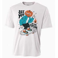 See You On The Flip Side Pumpkin Skateboard Halloween Cooling Performance Crew T-Shirt