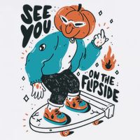 See You On The Flip Side Pumpkin Skateboard Halloween Cooling Performance Crew T-Shirt