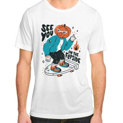 See You On The Flip Side Pumpkin Skateboard Halloween Adult ChromaSoft Performance T-Shirt