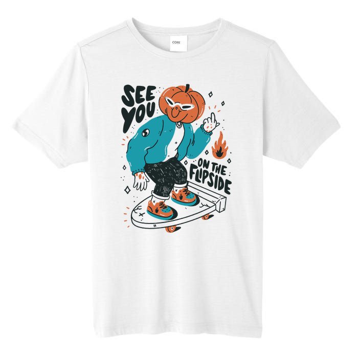 See You On The Flip Side Pumpkin Skateboard Halloween Tall Fusion ChromaSoft Performance T-Shirt