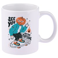 See You On The Flip Side Pumpkin Skateboard Halloween 11oz C Handle Ceramic Mug