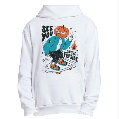 See You On The Flip Side Pumpkin Skateboard Halloween Urban Pullover Hoodie