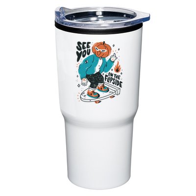 See You On The Flip Side Pumpkin Skateboard Halloween Tumbler