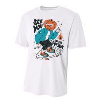 See You On The Flip Side Pumpkin Skateboard Halloween Performance Sprint T-Shirt