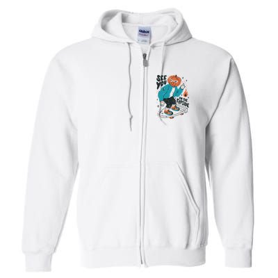 See You On The Flip Side Pumpkin Skateboard Halloween Full Zip Hoodie