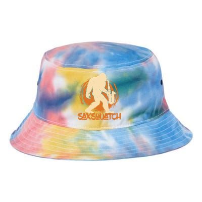 Saxsquatch Yeti Playing Saxophone Pun Musician Sax Tie Dye Newport Bucket Hat