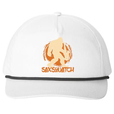 Saxsquatch Yeti Playing Saxophone Pun Musician Sax Snapback Five-Panel Rope Hat