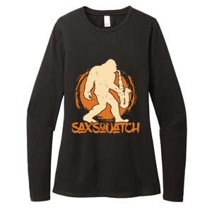 Saxsquatch Yeti Playing Saxophone Pun Musician Sax Womens CVC Long Sleeve Shirt