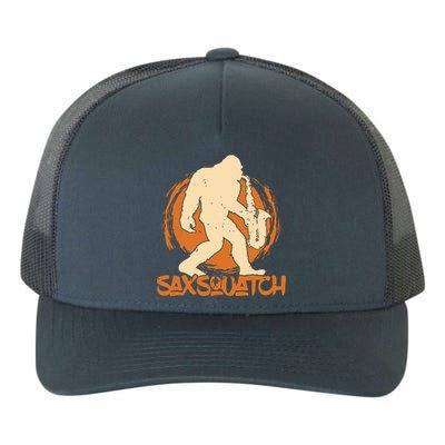 Saxsquatch Yeti Playing Saxophone Pun Musician Sax Yupoong Adult 5-Panel Trucker Hat