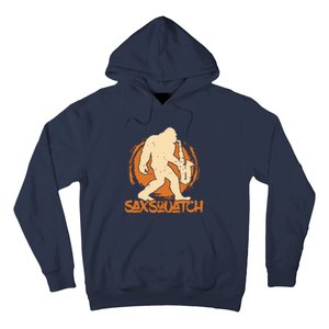 Saxsquatch Yeti Playing Saxophone Pun Musician Sax Hoodie