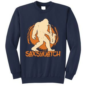 Saxsquatch Yeti Playing Saxophone Pun Musician Sax Sweatshirt