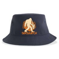 Saxsquatch Yeti Playing Saxophone Pun Musician Sax Sustainable Bucket Hat