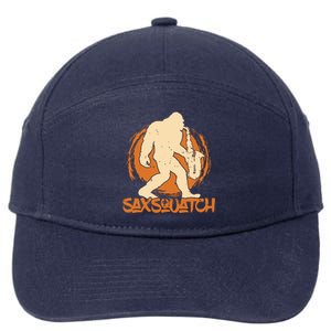 Saxsquatch Yeti Playing Saxophone Pun Musician Sax 7-Panel Snapback Hat