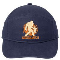 Saxsquatch Yeti Playing Saxophone Pun Musician Sax 7-Panel Snapback Hat