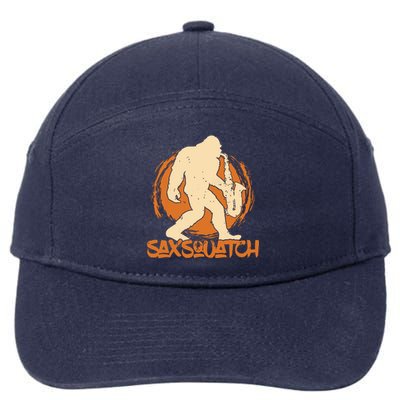 Saxsquatch Yeti Playing Saxophone Pun Musician Sax 7-Panel Snapback Hat