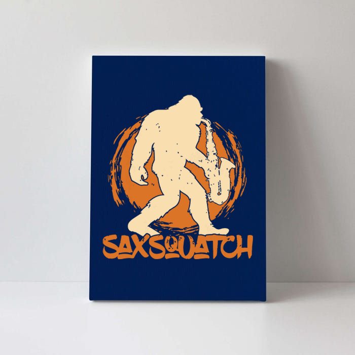 Saxsquatch Yeti Playing Saxophone Pun Musician Sax Canvas