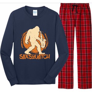 Saxsquatch Yeti Playing Saxophone Pun Musician Sax Long Sleeve Pajama Set