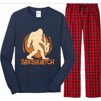 Saxsquatch Yeti Playing Saxophone Pun Musician Sax Long Sleeve Pajama Set