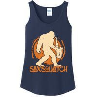 Saxsquatch Yeti Playing Saxophone Pun Musician Sax Ladies Essential Tank